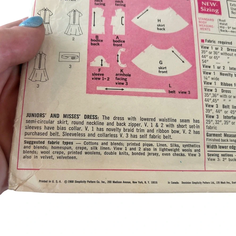Simplicity 7750 Sewing Pattern Miss 12 Multicolor 1960s Mod Dress Cut Vintage